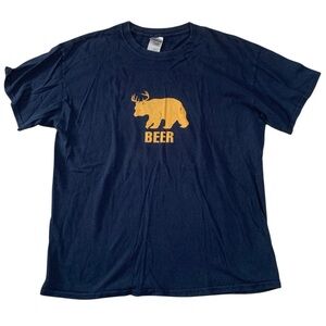 Park city beer bear deer Men's Dark Blue Graphic logo Tee shirt size large